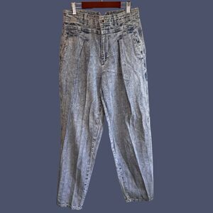 Vintage 80s Zeppelin Acid Wash High Waisted Pleated Jeans